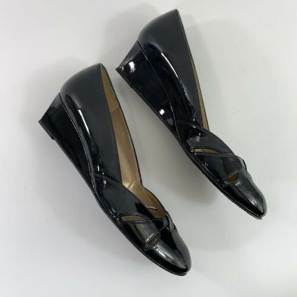 Stuart Weitzman Wedge Patent Leather Closed Toe Shoes Dark Green 6.5 - Picture 11 of 11